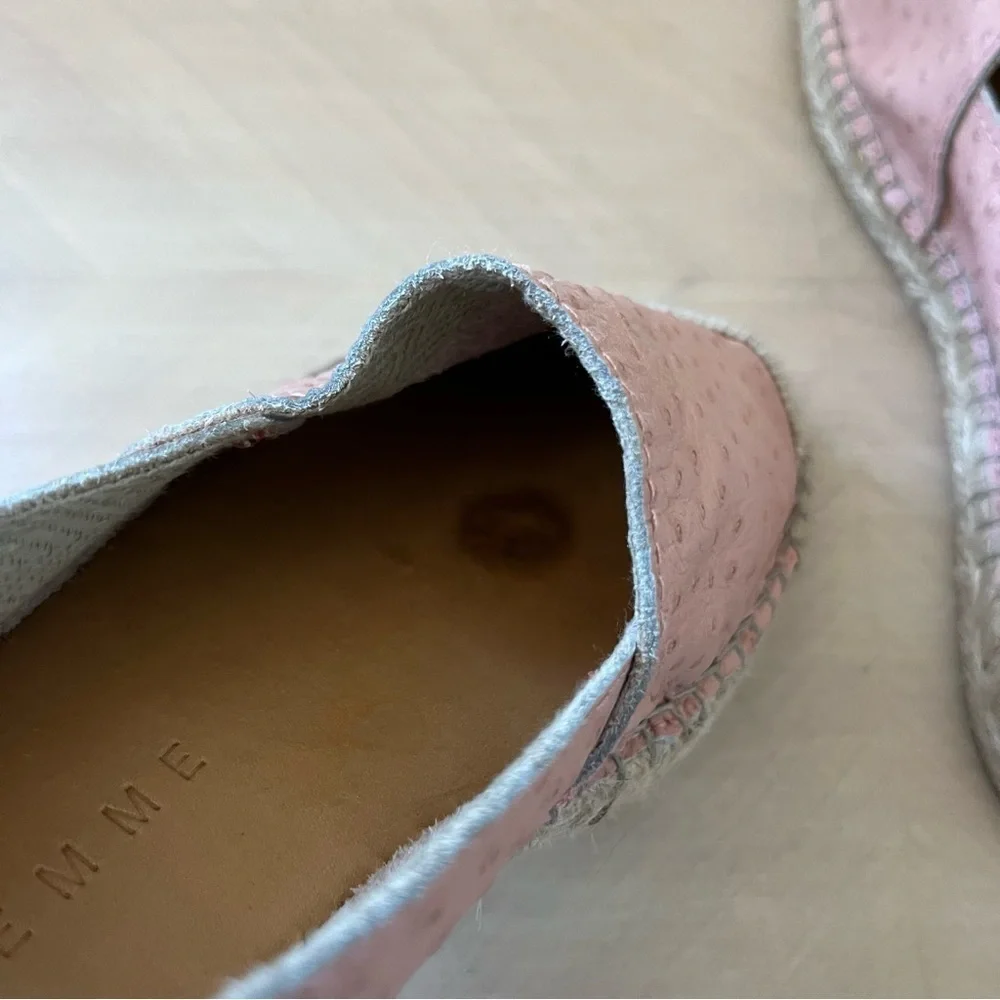 Anthropologie Selected Femme Pink Ostrich Leather Espadrilles EU 38 (7.5) - Picture 7 of 10